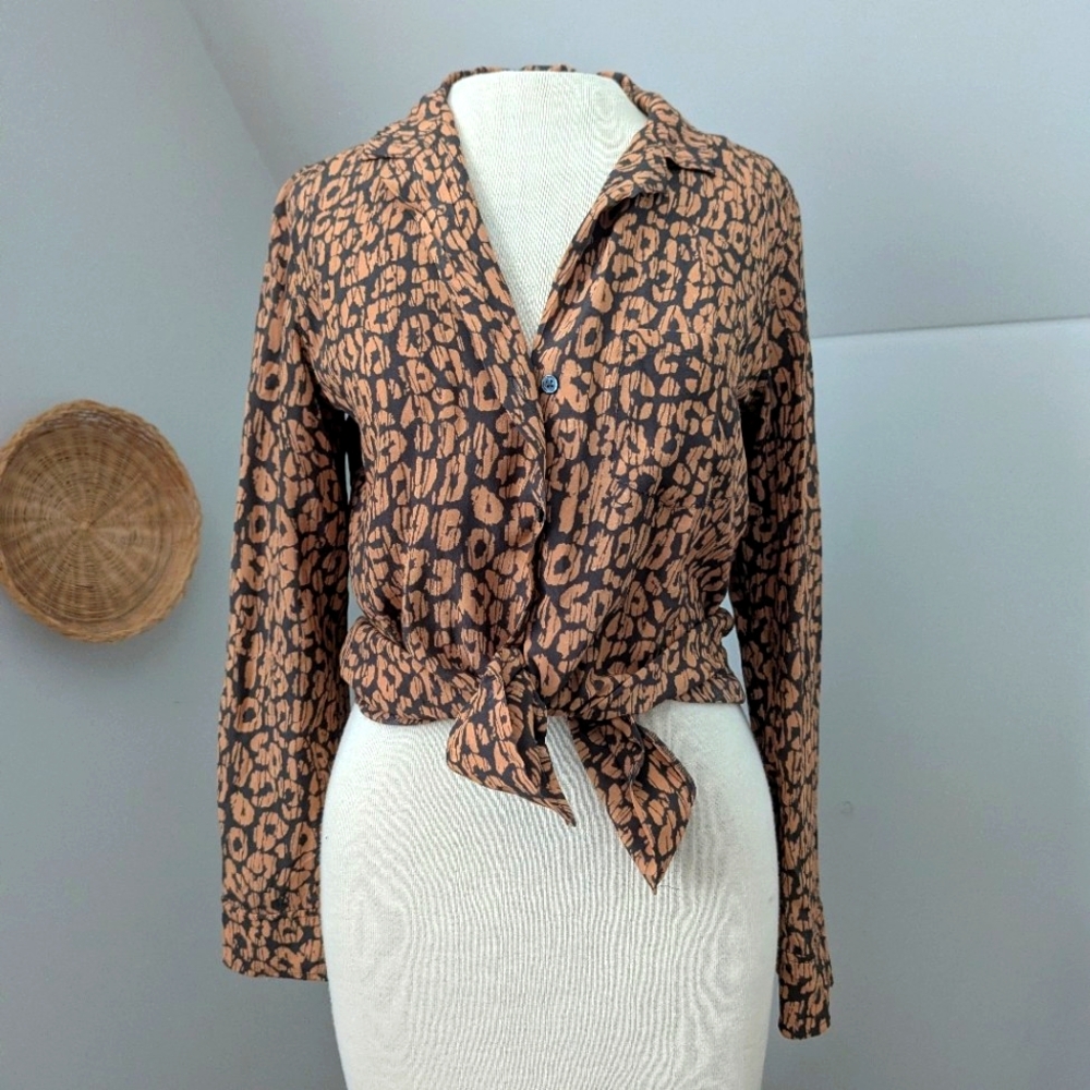 Rails Rebel Batik Cheetah Print Button Up Blouse